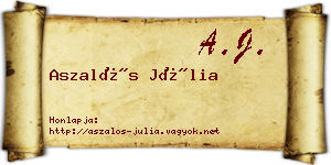 Aszalós Júlia névjegykártya