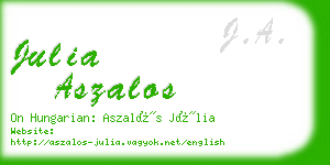 julia aszalos business card